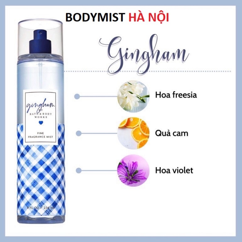 Body mist Gingham xịt thơm toàn thân - bodymist Hà Nội