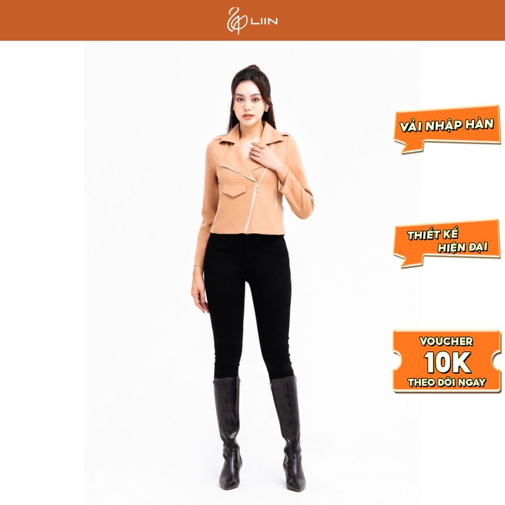 Áo Cổ Vest Lửng da lộn linbi màu nâu kiểu dáng năng động trẻ trung phong cách Liin Clothing V5394L2