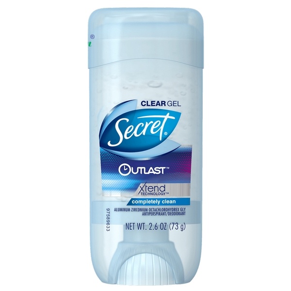 Gel Lăn Khử Mùi, Outlast, 48 HR Clear Gel Antiperspirant, Completely Clean, 2.6 oz (73g) - SECRET