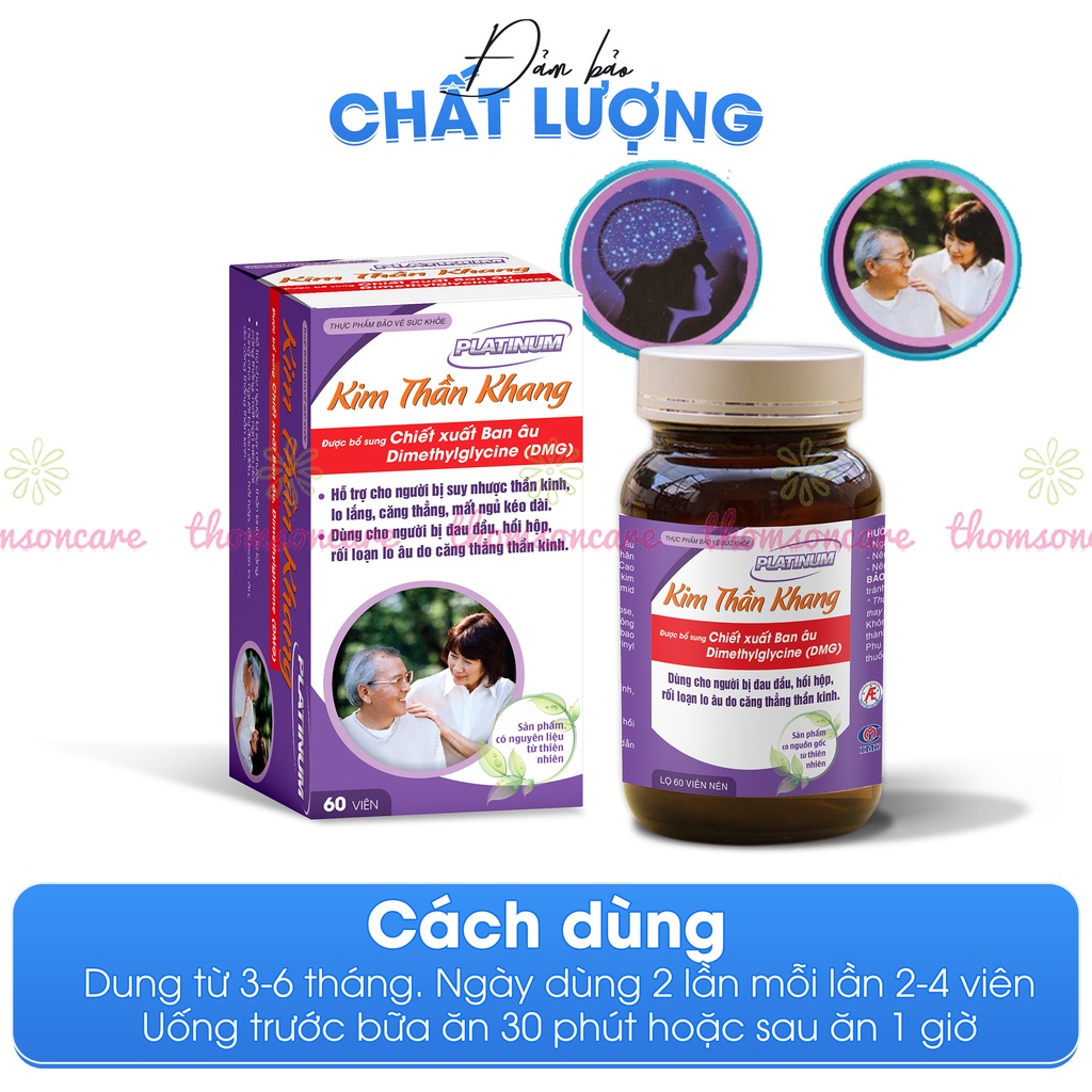 Kim Thần Khang Platinum Hàm lượng Cao - Giúp ngủ ngon dưỡng tâm, an thần, giảm mất ngủ, rối loạn lo âu Thomsoncare