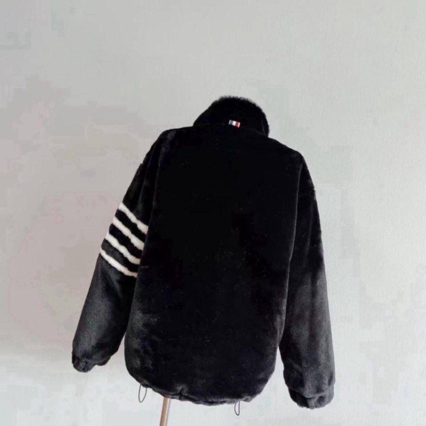 Áo Khoác Lông Thome Mượt Dày Dặn Cao Cấp - Áo Khoác Lông Cừu Phối 4 Sọc Tay Fom Dáng Unisex Nam Nữ | BigBuy360 - bigbuy360.vn