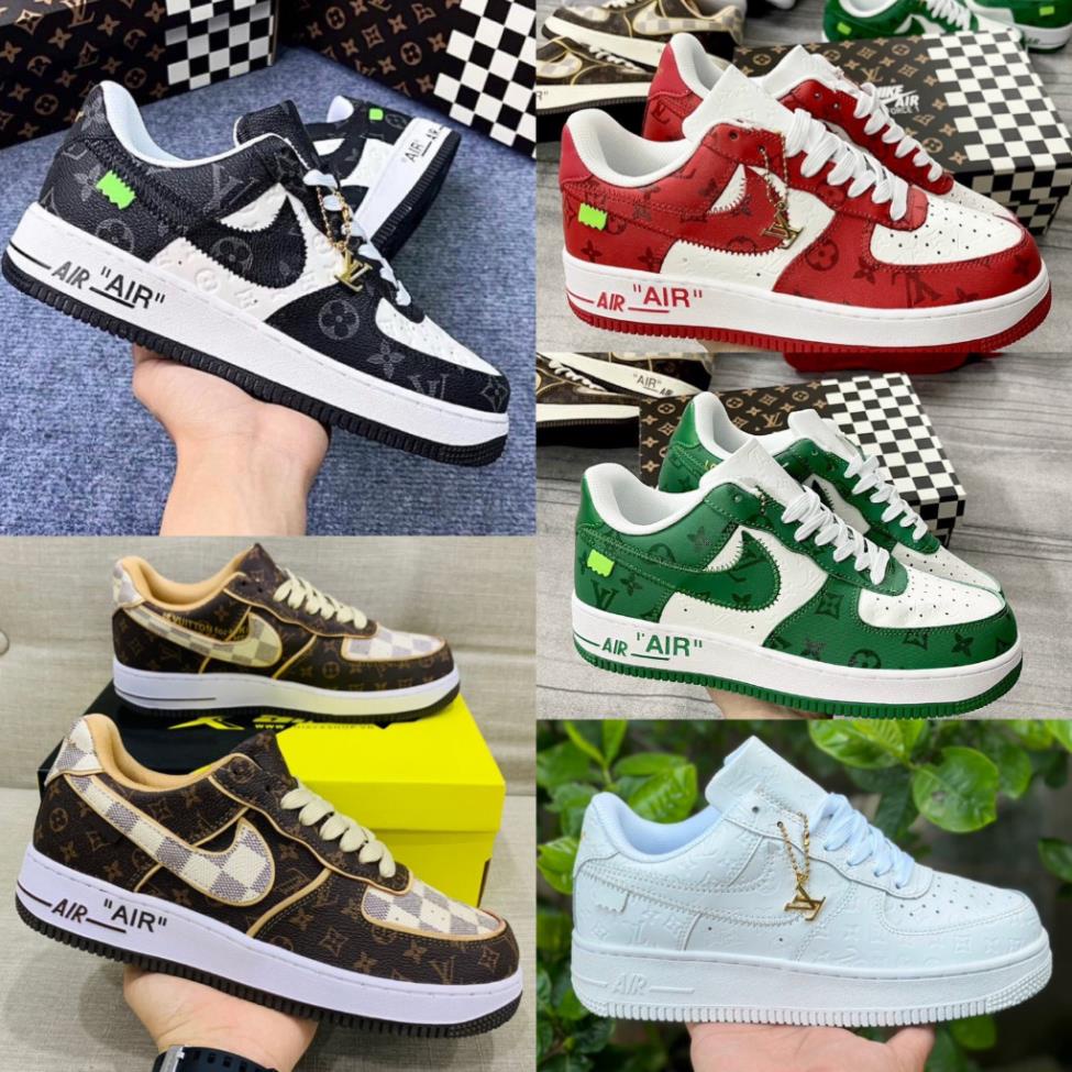 Giày Nike_AF1 LV LOUI VUITION xanh đỏ đen nâu, Giày Air Force 1 Low Louis Vuitton Monogram Brown nam nữ bản mới cực chất