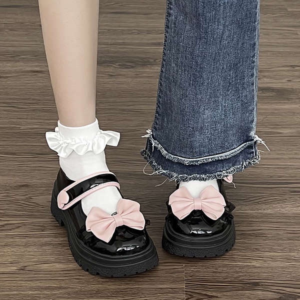 Giày Da Nhỏ Phong Cách Nhật Bản Lolita Nơ Dễ Thương