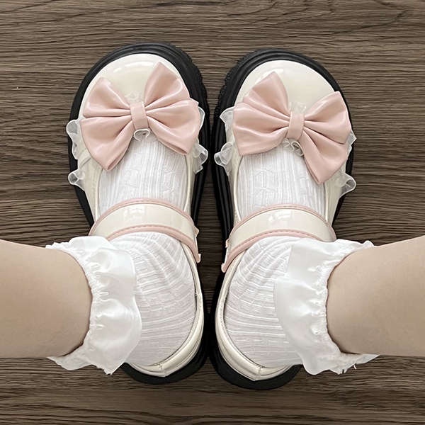 Giày Da Nhỏ Phong Cách Nhật Bản Lolita Nơ Dễ Thương