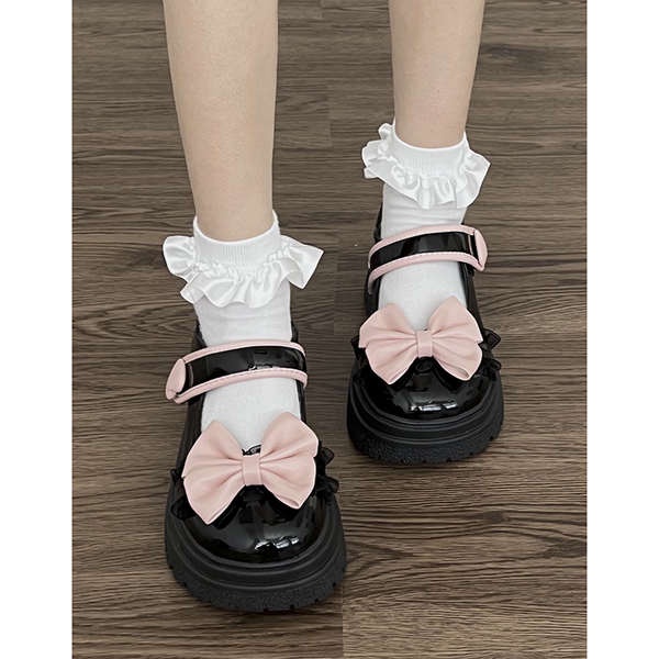 Giày Da Nhỏ Phong Cách Nhật Bản Lolita Nơ Dễ Thương