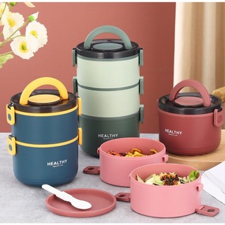 Hộp đựng cơm giữ nhiệt Healthy chính hãng, Cặp lồng giữ nhiệt 3 tầng cao cấp, Hộp cơm văn phòng inox giữ nhiệt siêu