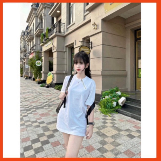 Áo Phông Nam Nữ Dsq2 Trơn Phối Thêu Khoá Zip Chéo Cổ Kiểu Dáng Đơn Giản Basic . Áo Thun Trơn Cho Các Boy Phố Hót 2