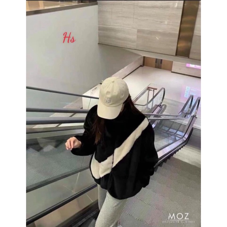 Áo khoác lông cừu logo NIKE sành điệu, áo khoác bông nam nữ Ulzzang Unisex vải lông ấm áp