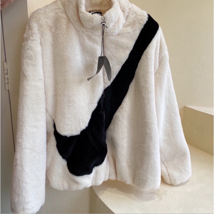 Áo khoác lông cừu logo NIKE sành điệu, áo khoác bông nam nữ Ulzzang Unisex vải lông ấm áp