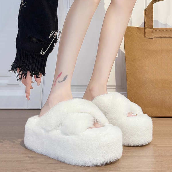 Dép bông muffin dày-soled cao 8cm 2023