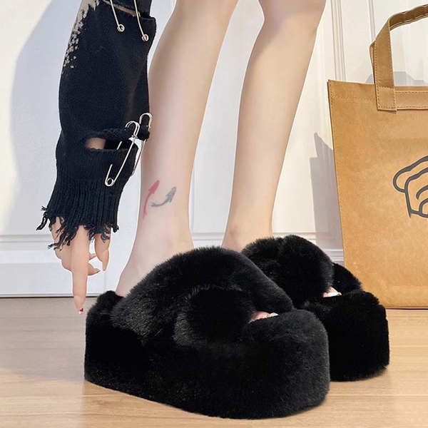 Dép bông muffin dày-soled cao 8cm 2023