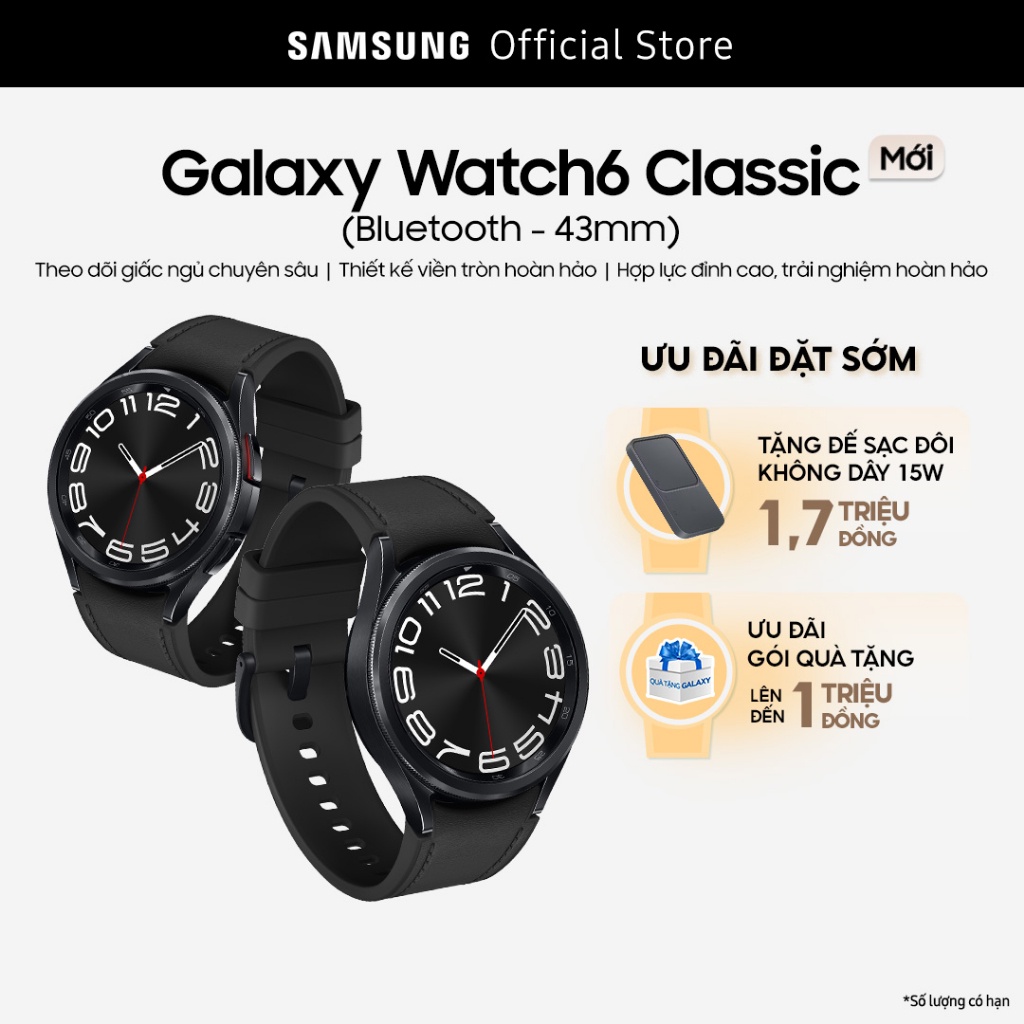 Đồng hồ Samsung Galaxy Watch6 Classic Bluetooth 43mm - Tặng đế sạc không dây