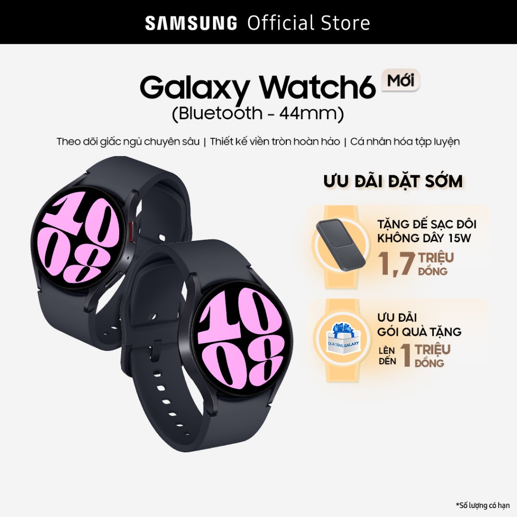 Đồng hồ Samsung Galaxy Watch6 Bluetooth 44mm - Tặng đế sạc không dây (số lượng có hạn)