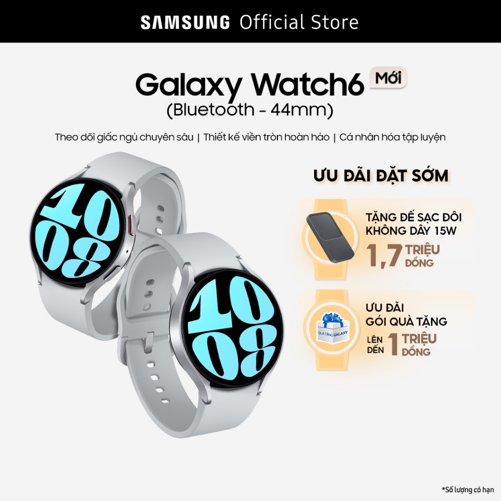 Đồng hồ Samsung Galaxy Watch6 Bluetooth 44mm - Tặng đế sạc không dây