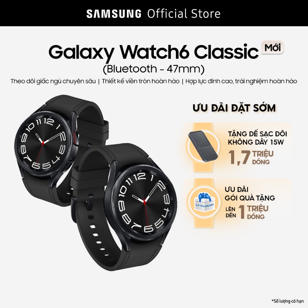 Đồng hồ Samsung Galaxy Watch6 Classic Bluetooth 47mm - Tặng đế sạc không dây (số lượng có hạn)