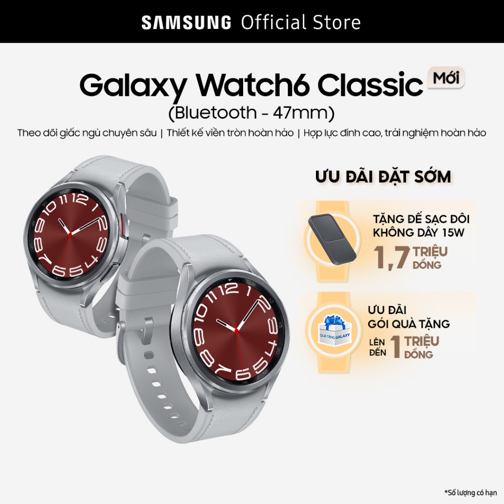Đồng hồ Samsung Galaxy Watch6 Classic Bluetooth 47mm - Tặng đế sạc không dây