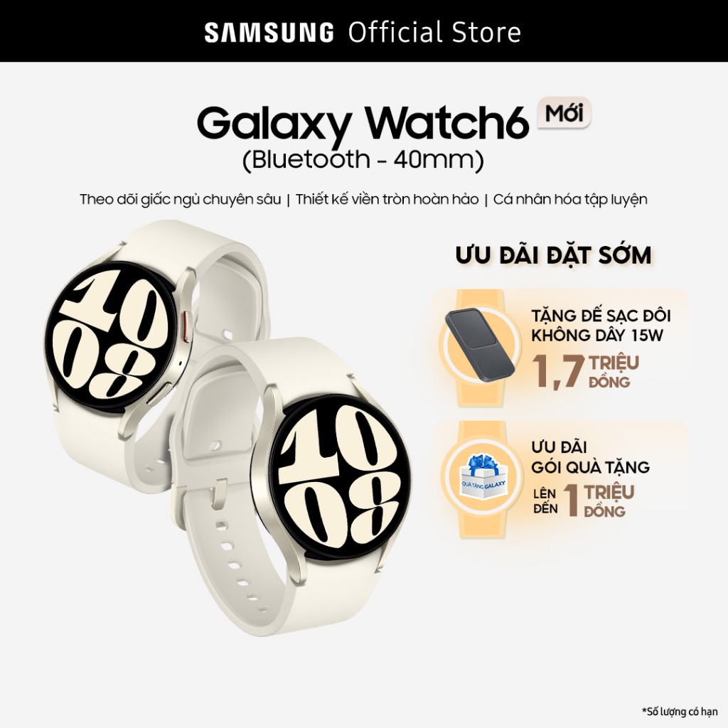 Đồng hồ Samsung Galaxy Watch6 Bluetooth 40mm - Tặng đế sạc không dây (số lượng có hạn)