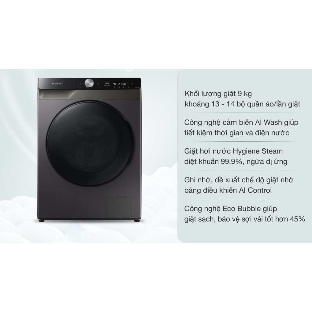Máy giặt thông minh Samsung AI EcoBubble 9kg WW90TP44DSB - Miễn phí công lắp đặt