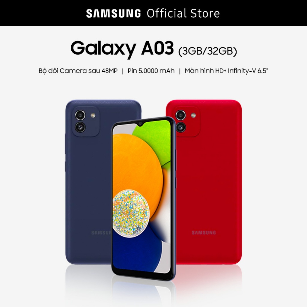 [Nhập ELSS6A Giảm 6% Tối Đa 1TR] Điện Thoại Samsung Galaxy A03 (3GB/32GB)- Hàng Chính Hãng