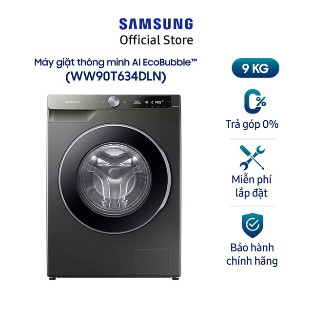 [Voucher ELSSDA10 giảm 10% Đơn từ 1TR] Máy giặt thông minh Samsung AI EcoBubble™ 9kg (WW90T634DLN)_Miễn phí công lắp đặt