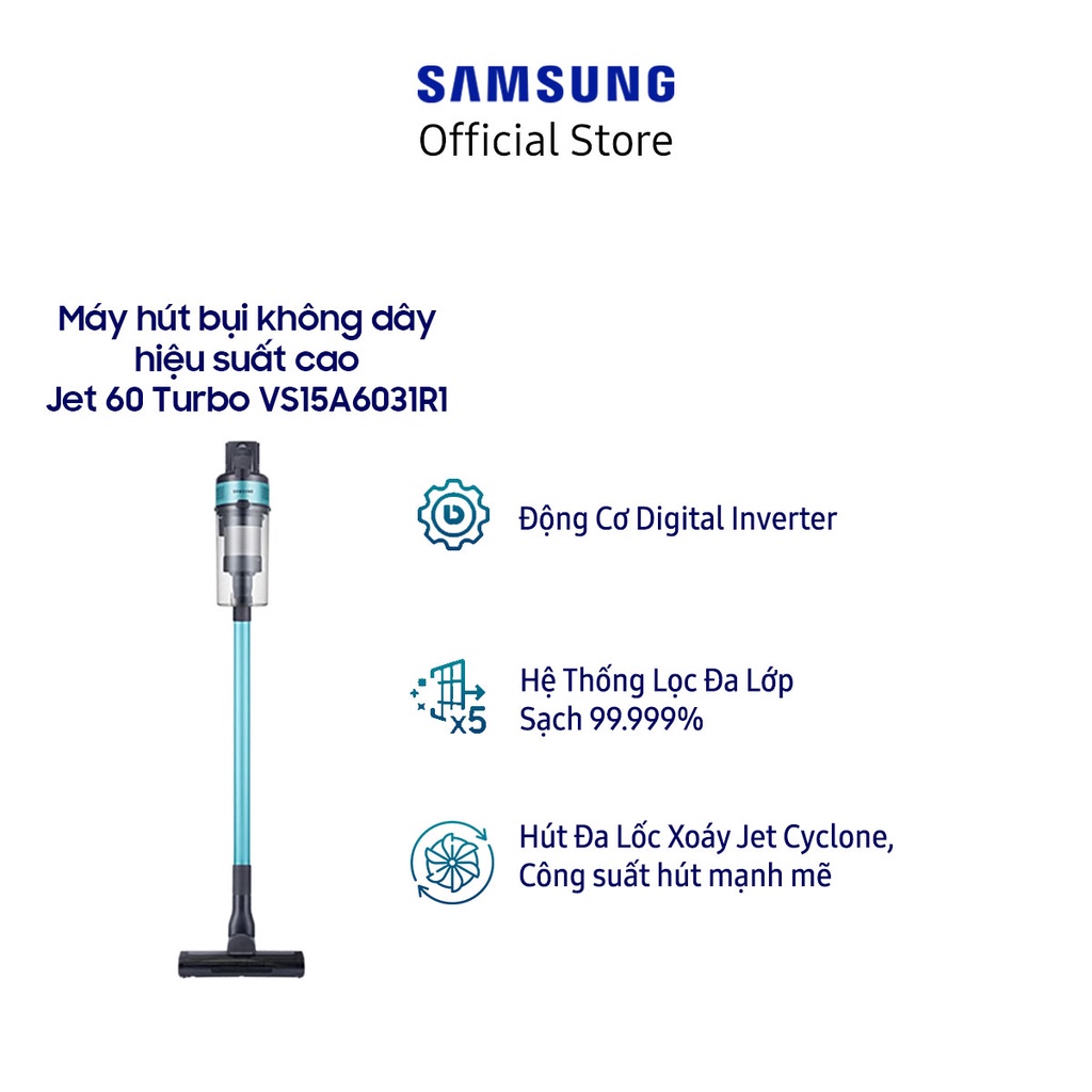 Máy hút bụi không dây Samsung Jet60 Turbo lực hút mạnh 150W (VS15A6031R1) | BigBuy360 - bigbuy360.vn