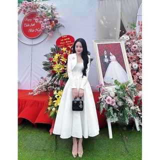 đầm tatta dài kèm áo khoác dự tiệc size S new