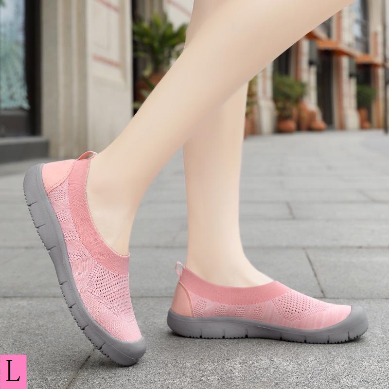 Lưới thêu giày vải mùa hè bay dệt lưới thoáng khí giày thể thao người cao tuổi trung niên giày thể thao người cao tuổi soft-soled mother shoes 41 nhẹ người cao tuổi đi bộ giản dị