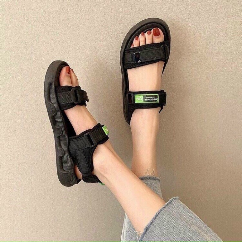 Giày sandal nữ 2 quai vải, giày xăng đan quai dán Sandal Nữ Quai Dán Chữ Fin ..