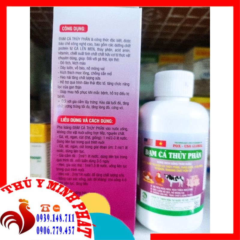 ĐẠM THỦY PHÂN, ĐẠM CÁ THỦY PHÂN CHAI 100ML GIÚP VỖ BÉO, MAU RA LÔNG, CHỐNG CẮN MỔ