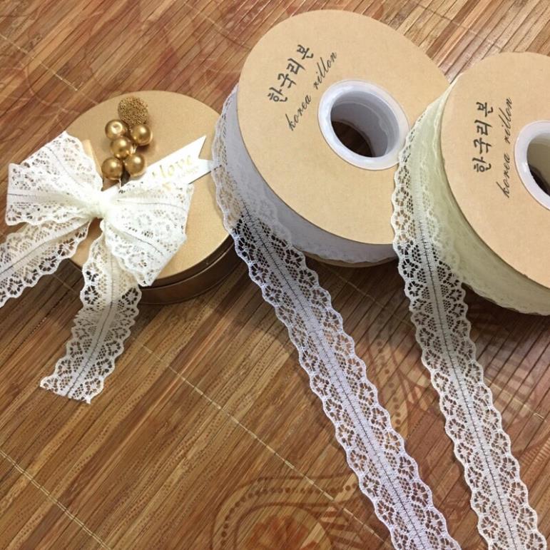 5m ruy băng ren làm nơ handmade, may váy viền váy
