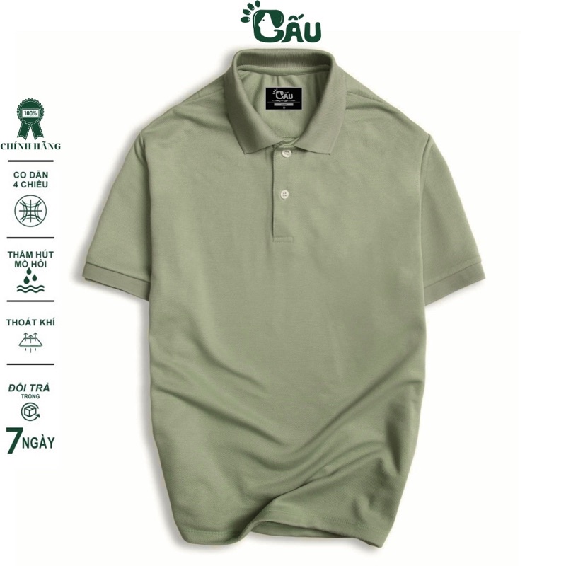 Áo thun Polo GẤU 194 Trơn Unisex vải cá sấu Poly co dãn 4 chiều dày dặn form gerular fit - PL TRƠN 06