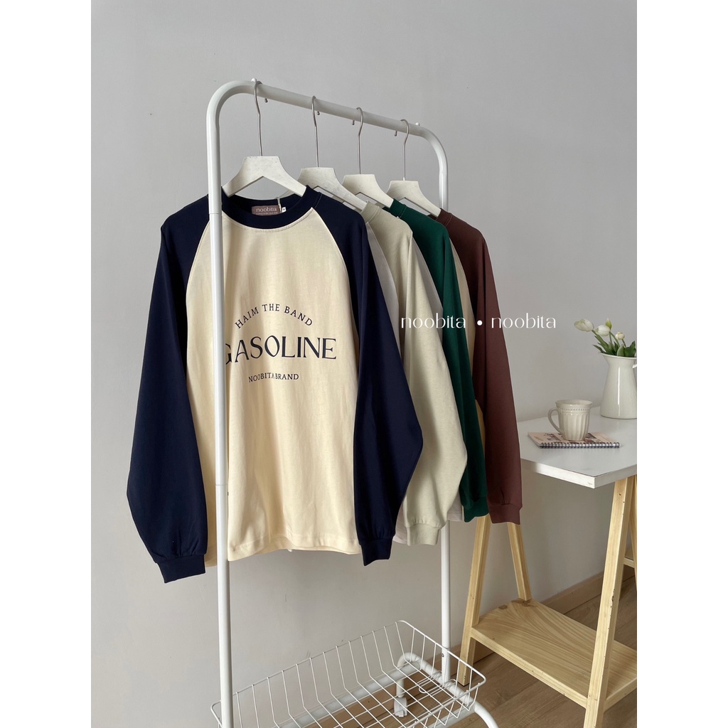 NOOBITA - Áo thun cotton 230gsm raglan tay dài GASOLINE 8023