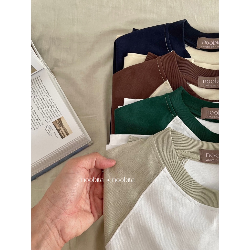 NOOBITA - Áo thun cotton 230gsm raglan tay dài GASOLINE 8023
