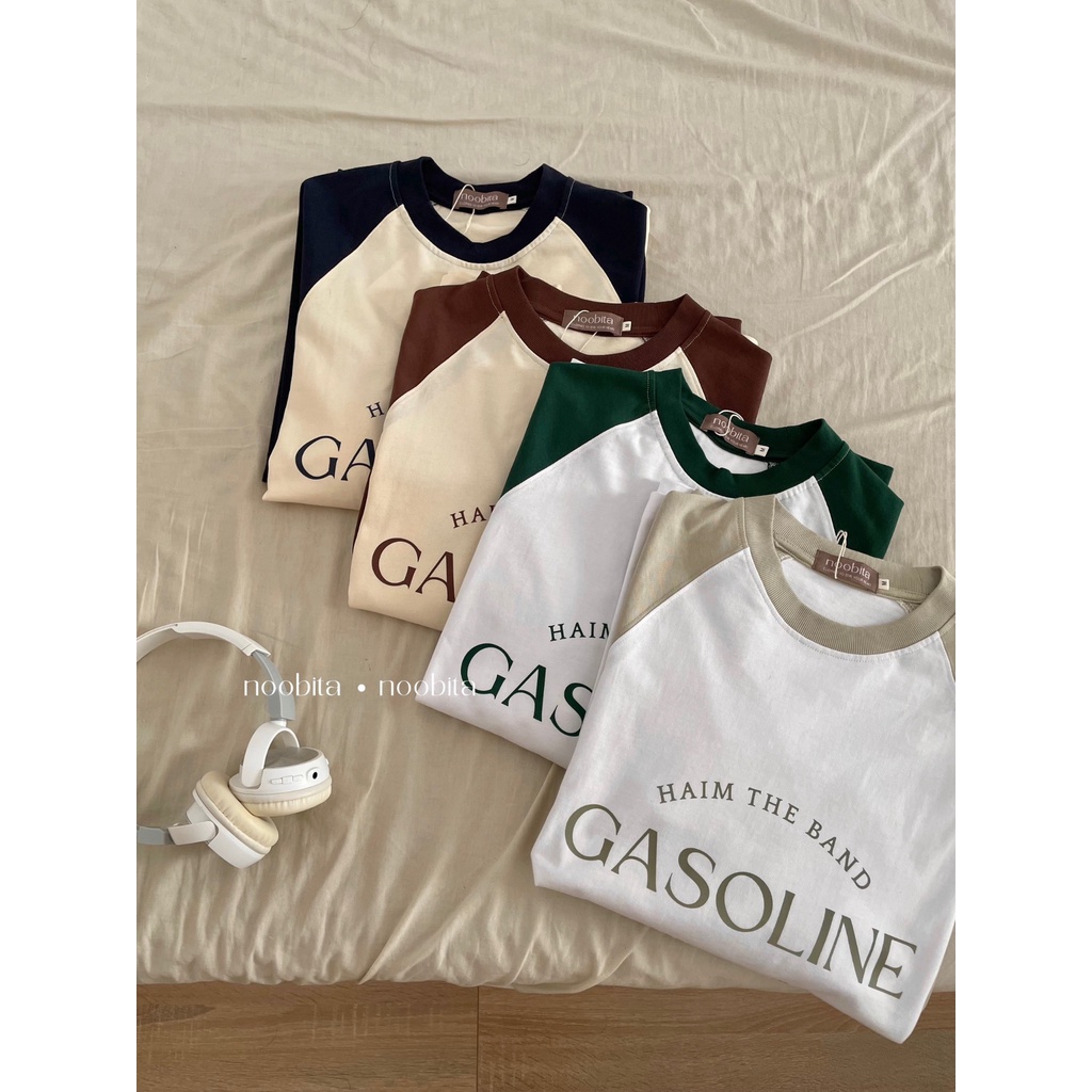 NOOBITA - Áo thun cotton 230gsm raglan tay dài GASOLINE 8023
