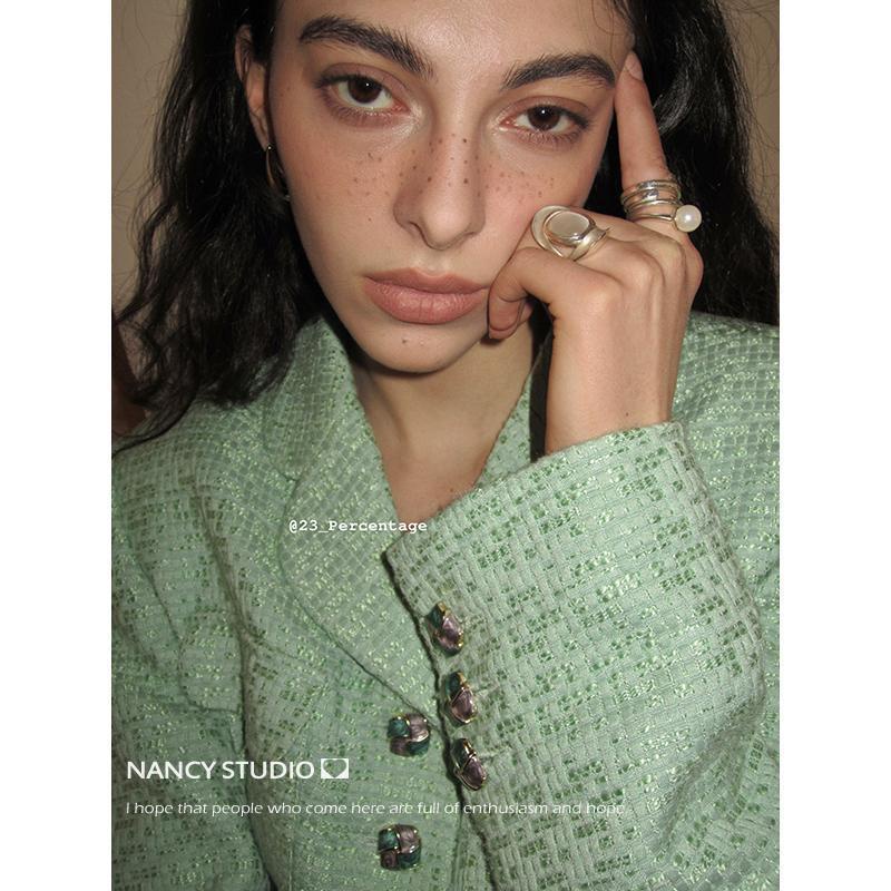 Thiết kế ban đầu veil frosted ingrown opal 925 sterling silver ring nhẫn phong cách mới