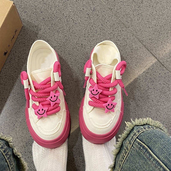 Dày nữ học sinh đáng yêu, thoáng khí, thoải mái, đế dày thoải mái, đế dày thoải mái, giày đế bằng thời trang cao gầy