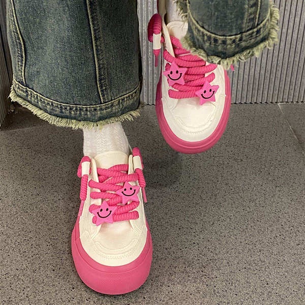 Dày nữ học sinh đáng yêu, thoáng khí, thoải mái, đế dày thoải mái, đế dày thoải mái, giày đế bằng thời trang cao gầy