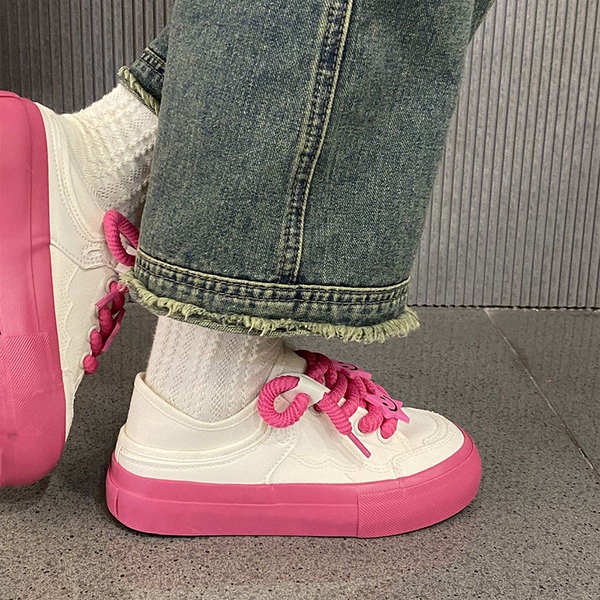 Dày nữ học sinh đáng yêu, thoáng khí, thoải mái, đế dày thoải mái, đế dày thoải mái, giày đế bằng thời trang cao gầy