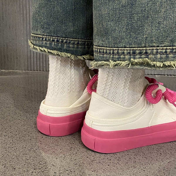 Dày nữ học sinh đáng yêu, thoáng khí, thoải mái, đế dày thoải mái, đế dày thoải mái, giày đế bằng thời trang cao gầy