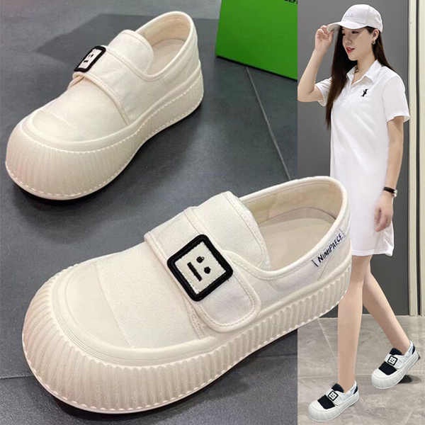 Mùa hè giày vải dày-chốt giày trắng phụ nữ