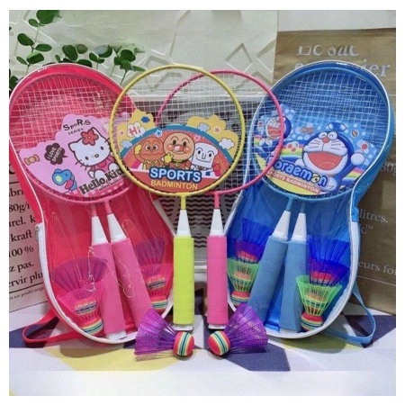 Bộ 2 Vợt Cầu Lông Kitty, Doremon Cho Bé