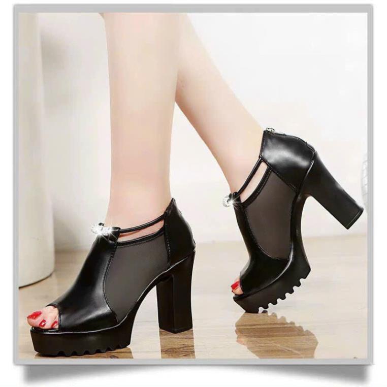 GIÀY BỐT LƯỚI HẬU DÂY KÉO ĐẾ THÔ 9 PHÂN NHẸ MỀM ÊM