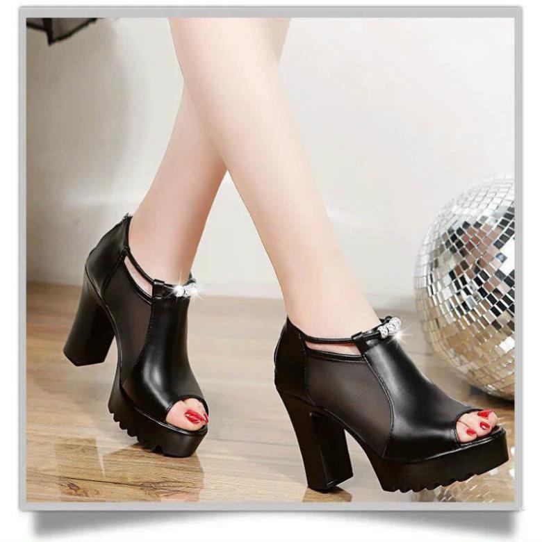 GIÀY BỐT LƯỚI HẬU DÂY KÉO ĐẾ THÔ 9 PHÂN NHẸ MỀM ÊM