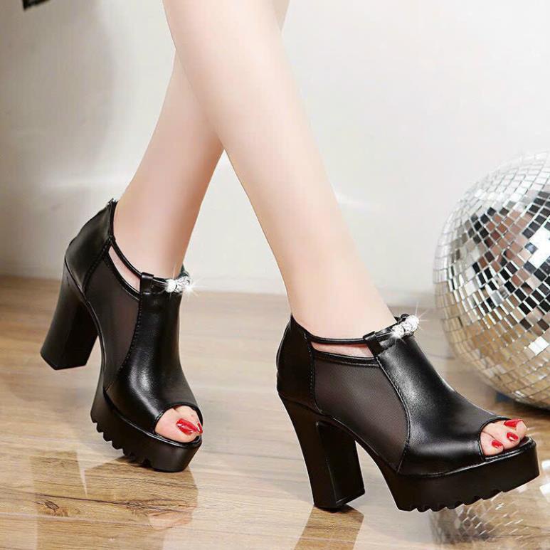 GIÀY BỐT LƯỚI HẬU DÂY KÉO ĐẾ THÔ 9 PHÂN NHẸ MỀM ÊM