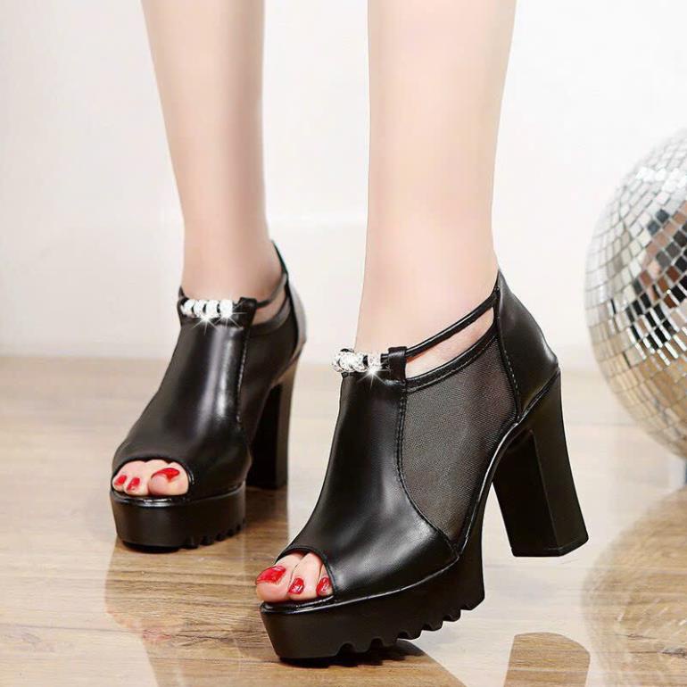 GIÀY BỐT LƯỚI HẬU DÂY KÉO ĐẾ THÔ 9 PHÂN NHẸ MỀM ÊM