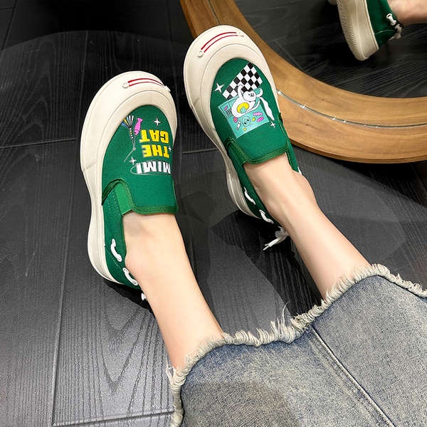 2023 phong cách mới giày nữ thường xuyên graffiti dày-chốt