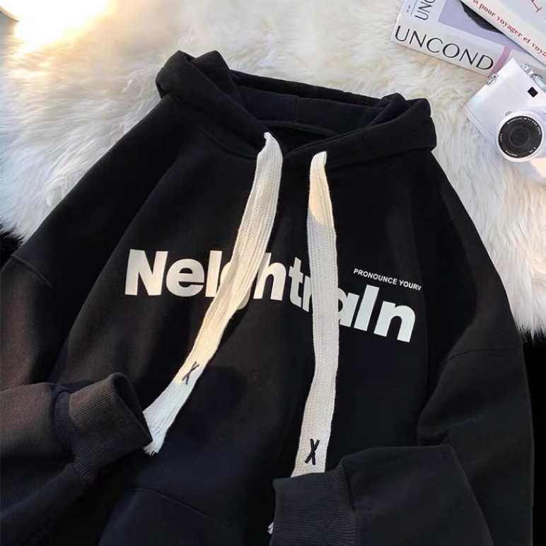 Áo hoodie nam nữ chất liệu nỉ bông dày 2 lớp - Áo hoodie zip nam nữ freesize chất nỉ bông phối dây to chữ x in hình NELG