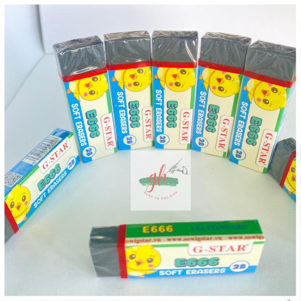 Hộp 12 gôm bút chì G-STAR  E666 màu đen, trắng / Tẩy bút chì G-STAR E666