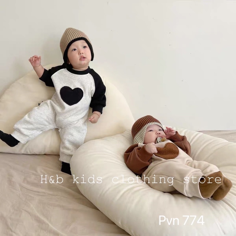 Body trái tim chất cotton da cá mềm mại co giãn siêu đáng yêu cho bé