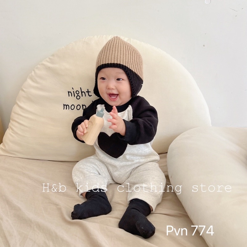 Body trái tim chất cotton da cá mềm mại co giãn siêu đáng yêu cho bé